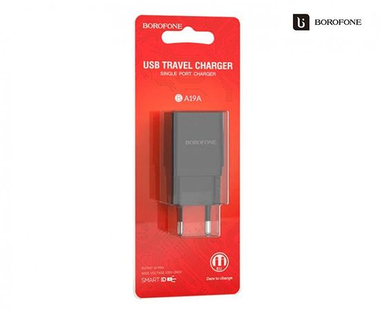 СЗУ / USB зарядка - блок питания Borofone BA19A, 5V, 1.0A, Черный 7236 фото