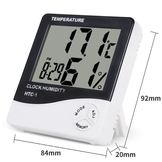 Електронний кімнатний термометр гігрометр з годинником Uchef HTC-1 3849 фото