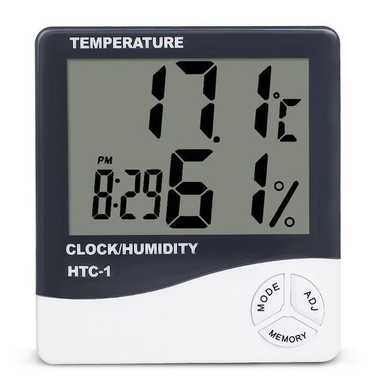 Електронний кімнатний термометр гігрометр з годинником Uchef HTC-1 3849 фото