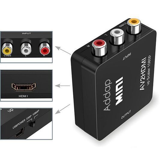 Конвертер відеосигналу AV to HDMI відео + аудіо Full HD 1080P Addap AV2HDMI-01