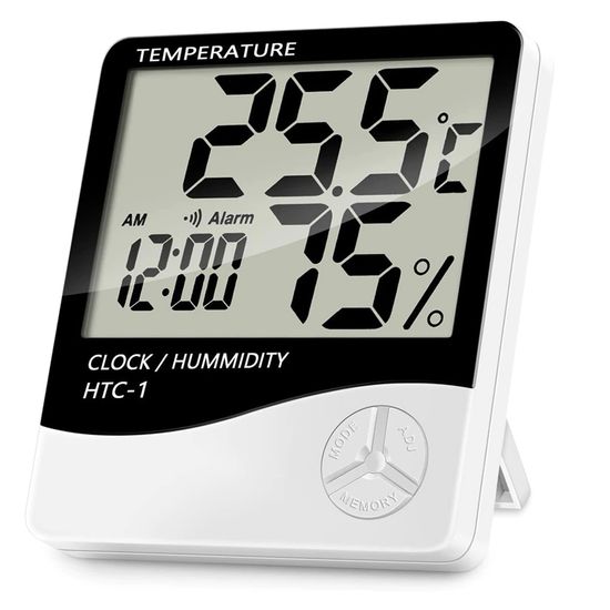 Электронный комнатный термометр гигрометр с часами Uchef HTC-1 3849 фото