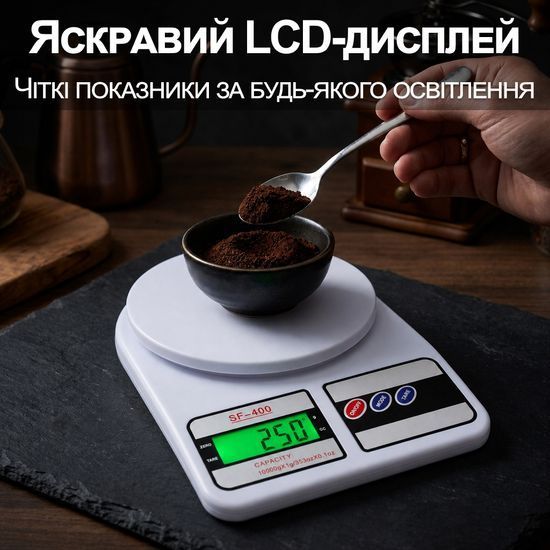 Кухонні ваги з підсвіткою UChef SF-400, електронні ваги для кухні до 10 кг, Білі 1291 фото
