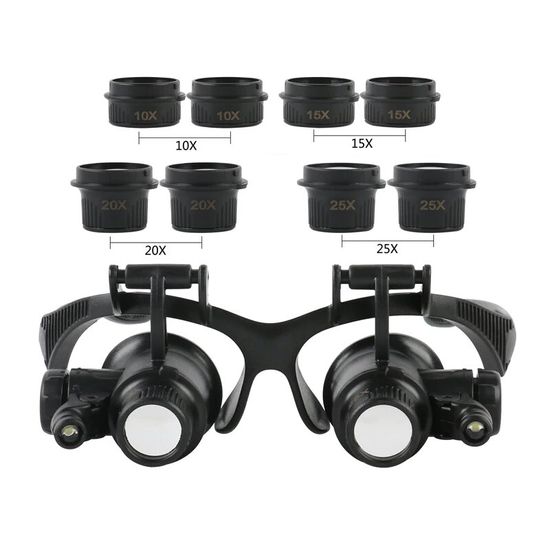 Збільшувальні бінокуляри з LED підсвічуванням Gaosuo NO.9892G, ювелірні окуляри з лупою 7617 фото