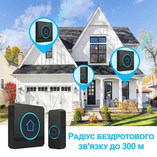 Дверний дзвінок бездротовий Digital Lion WDB-13, до 300 метрів, чорний 1381 фото