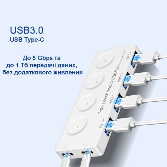 USB-хаб на 4 порти USB 3,0 + 2 Type-C Addap WLX-V5 7386 фото