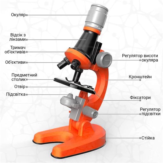 Дитячий мікроскоп для дитини з 1200х збільшенням OEM 1013A-1 для наукових досліджень, Помаранчевий 1101 фото