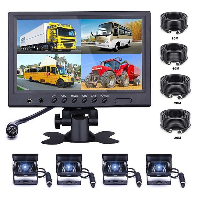 Паркувальна система з 4-ма камерами заднього виду для грузових авто Podofo M1810 | 4 канала, 12V-24V 7524 фото