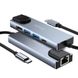 Мультифункціональний USB Type-C хаб / розгалужувач Addap MH-09s, концентратор 5в1: 2 x USB 3,0 + Type-C + HDMI + Ethernet Gigabit 0063 фото 2