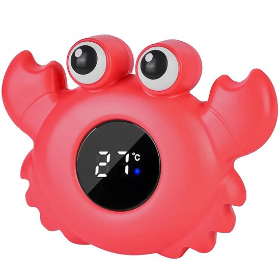 Дитячий термометр для ванної в формі краба UChef BT-02, для вимірювання температури води, Червоний