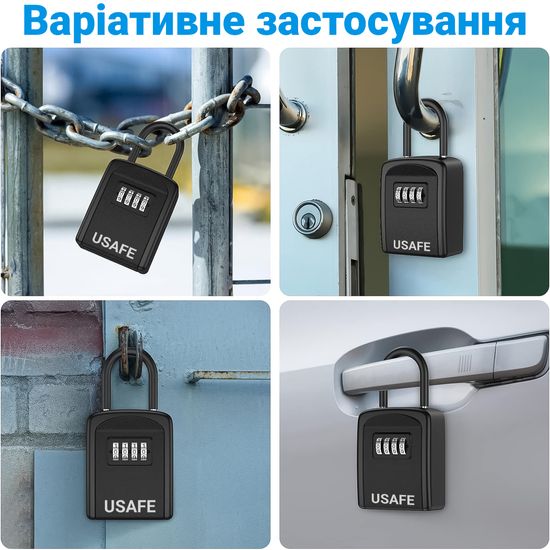 Подвесной металлический мини сейф для ключей uSafe KS-05s, с крючком и паролем, Черный 0327 фото