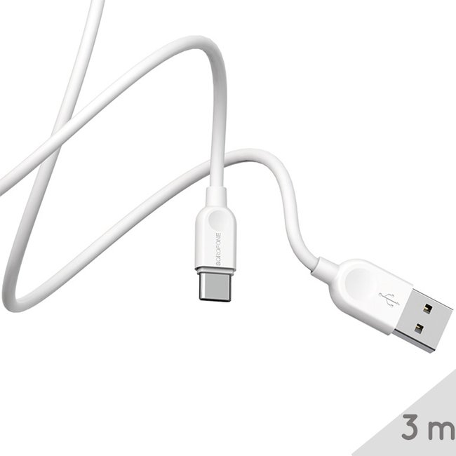 USB - Type-C кабель для смартфона Borofone BX14, 2.4A, Білий, 3m