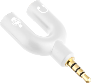 Розгалужувач для навушників і мікрофону Addap AJA-03, 3,5 мм Jack 3-pin на 4-pin | Аудіоадаптер, спліттер, білий