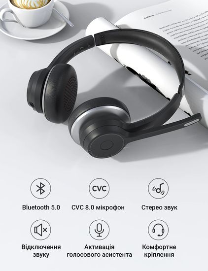 Bluetoth гарнітура для колл центру з мікрофоном Mpow HC5 | стерео навушники для ПК з бездротовим та дротовим підключенням 7620 фото