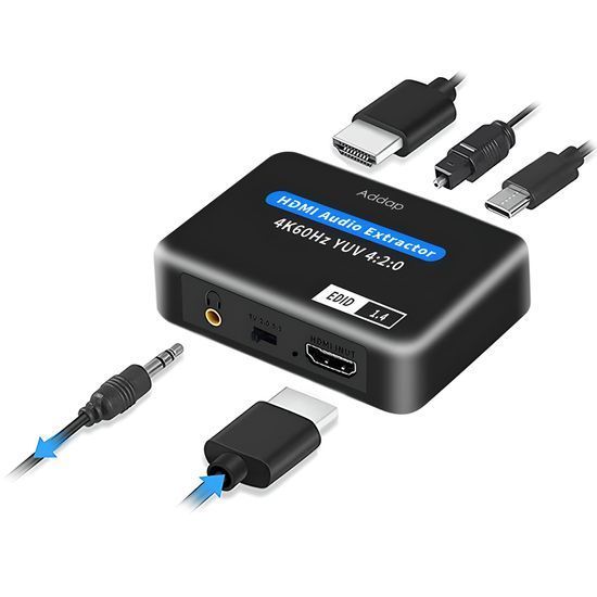 Цифровий HDMI аудіо екстрактор, перетворювач звуку з HDMI на 3,5мм miniJack та SPDIF 5.1 систему Addap HAE-01, 4K 0198 фото