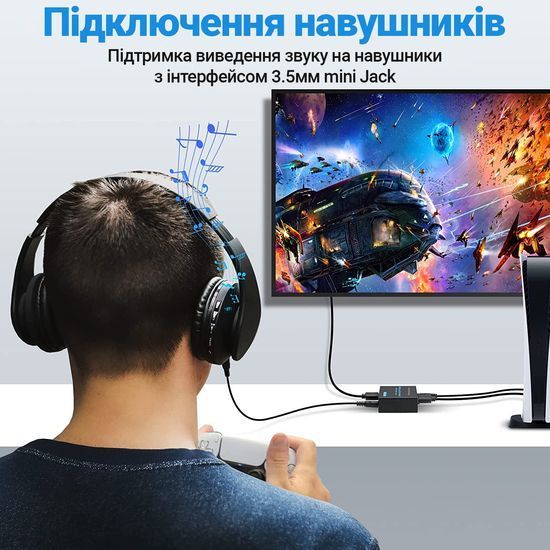 Цифровий HDMI аудіо екстрактор, перетворювач звуку з HDMI на 3,5мм miniJack та SPDIF 5.1 систему Addap HAE-01, 4K 0198 фото