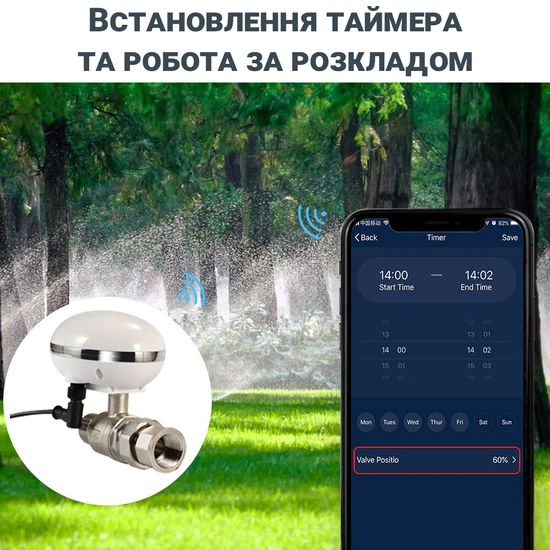Розумний Wi-Fi кульовий кран з електроприводом USmart SM-02w, садовий клапан для поливу, підтримка Tuya, DN25, 1" 7718 фото