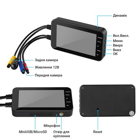 Wifi відеореєстратор для мотоцикла на 2 камери Digital Lion SE500, вологозахищений, 1080P, G-sensor, датчик руху 7278 фото