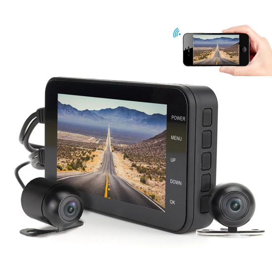 Wifi відеореєстратор для мотоцикла на 2 камери Digital Lion SE500, вологозахищений, 1080P, G-sensor, датчик руху 7278 фото