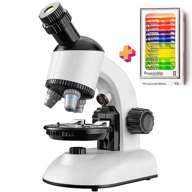 Дитячий науковий набір: мікроскоп OEM 0027A до 640х + біологічні мікропрепарати 7668 фото