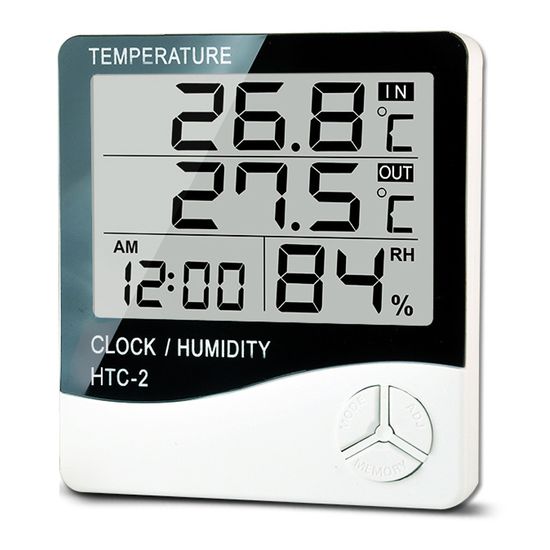 Электронный цифровой термометр гигрометр с выносным датчиком и часами Uchef HTC-2, версия 2 3855 фото
