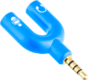 Розгалужувач для навушників і мікрофону Addap AJA-03, 3,5 мм Jack 3-pin на 4-pin | Аудіоадаптер, спліттер, блакитний