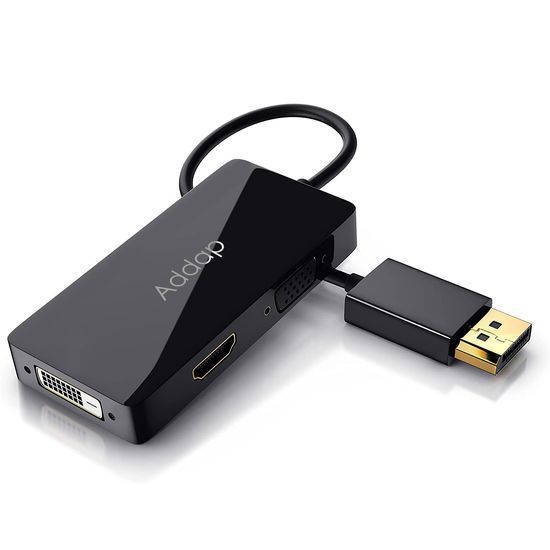 Адаптер / розгалужувач з DisplayPort на HDMI/VGA/DVI порти Addap DPA-01Mix | Перехідник 3в1 для передачі відеосигналу, FullHD 1080P