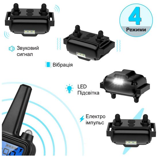 Электроошейник для дрессировки собак iPets DTC-800 | ошейник электронный с пультом, водонепроницаемый 3856 фото