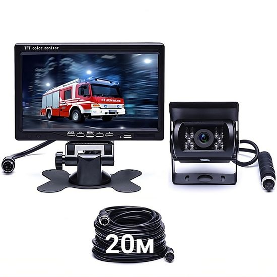 Камера заднего вида с монитором Podofo F0505, парковочный комплекс для грузовых авто, кабель 20м 7482 фото