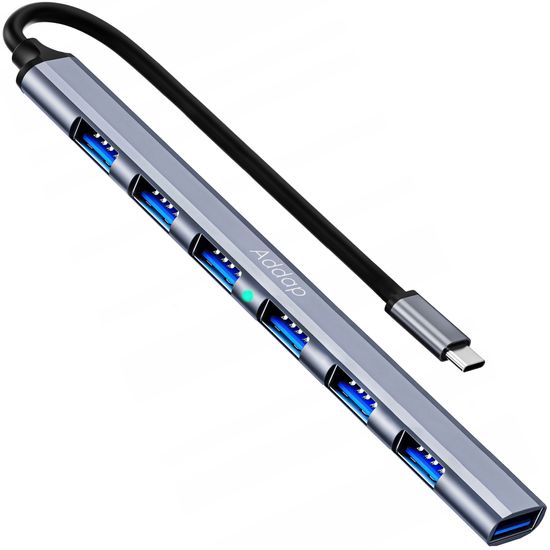USB Type-C хаб, концентратор / разветвитель для ноутбука Addap UH-04С, на 7 портов USB, Gray 0287 фото