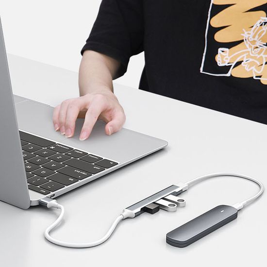 USB Type-C хаб, концентратор / разветвитель для ноутбука Addap UH-05С, на 4 порта USB, Silver 0242 фото