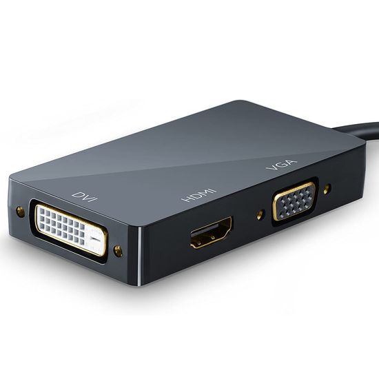 Адаптер / розгалужувач з DisplayPort на HDMI/VGA/DVI порти Addap DPA-01Mix | Перехідник 3в1 для передачі відеосигналу, FullHD 1080P