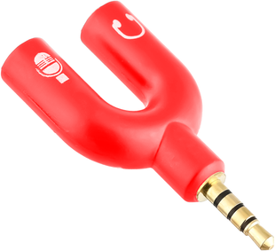 Розгалужувач для навушників і мікрофону Addap AJA-03, 3,5 мм Jack 3-pin на 4-pin | Аудіоадаптер, спліттер, червоний