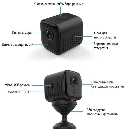 Wi-Fi мини камера Wsdcam A11 с работой до 5 часов и датчиком движения, FullHD 1080P 6198 фото