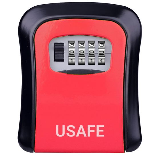 Антивандальний зовнішній міні сейф для ключів uSafe KS-03, з кодовим замком, настінний, Червоний 7694 фото
