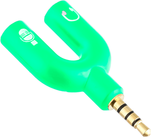Розгалужувач для навушників і мікрофону Addap AJA-03, 3,5 мм Jack 3-pin на 4-pin | Аудіоадаптер, спліттер, зелений
