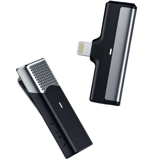 Бездротова петлична система мікрофона для Lightning пристроїв Savetek P35, з зарядним кейсом, 2.4 ГГц, для Apple iPhone, iPad, до 20 м, Чорний 1031 фото