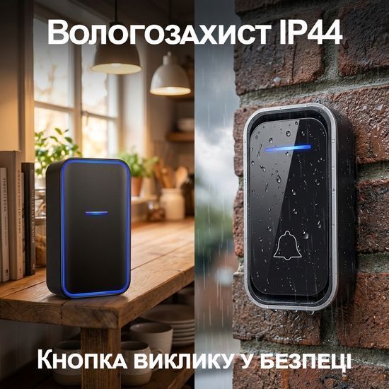 Беспроводной дверной звонок Digital Lion WDB-02-2 с 2-мя приемниками, 38 мелодий, до 300 м, Чёрный 7673 фото