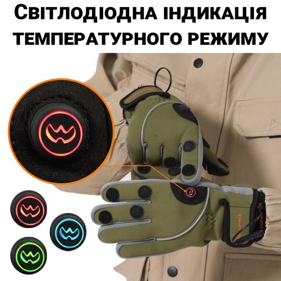Зимові рукавиці з підігрівом uWarm WS-GF660A, з відкидними пальцями, до 6 годин, розмір M 0156 фото