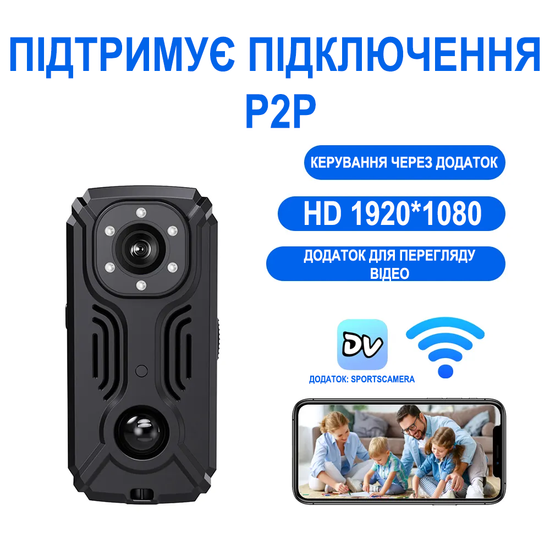 Wifi мини камера видеонаблюдения MD37 с датчиком движения и ночной съемкой, боди камера с приложением iOS/Android, FullHD 1080P 1142 фото