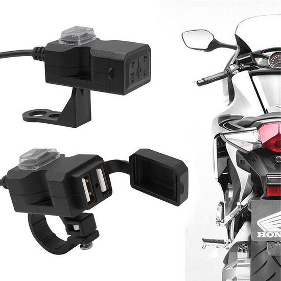 USB зарядний пристрій на 2 порти для мотоцикла Addap MC01, з кріпленням на кермо, 9V-24V 0203 фото