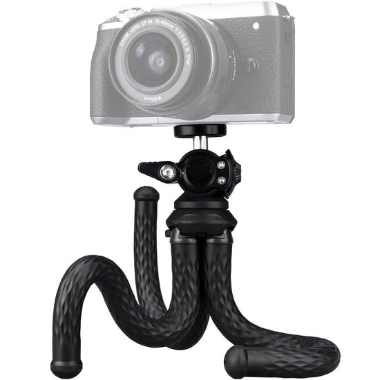 Гибкий штатив осьминог с держателем для смартфона и винтом для камеры Andoer TR-03f, прорезиненный настольный трипод, 28 см, Черный. 0246 фото