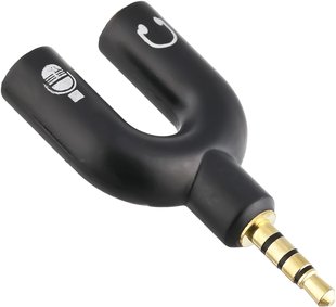 Розгалужувач для навушників і мікрофону Addap AJA-03, 3,5 мм Jack 3-pin на 4-pin | Аудіоадаптер, спліттер, чорний
