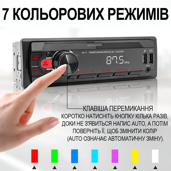 Автомагнітола 1DIN Podofo A3032 з FM, Bluetooth, голосовим помічником | автомобільний MP3 плеєр з радіо в машину, AUX, USB, стерео, керування з додатку, black