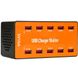 Багатопортовий мережевий зарядний пристрій на 10 USB роз'ємів Addap CS-A5B, док-станція для зарядки, 50W, Orange 0158 фото 2