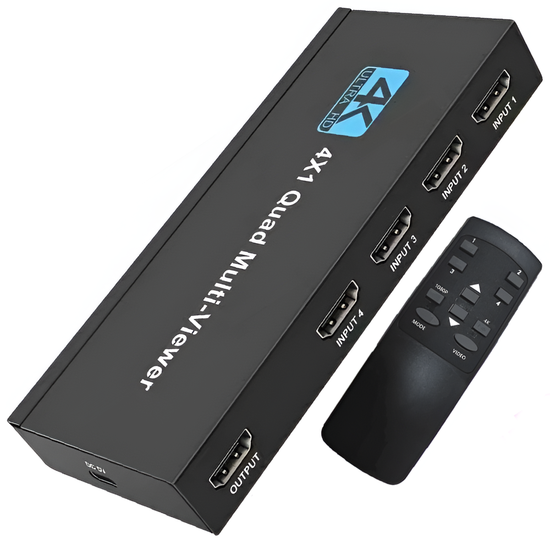 HDMI сплиттер для 4 источников видео на 1 экран Addap HVS-13, мультиэкранный 4K HDMI коммутатор с Quad View, black 1311 фото