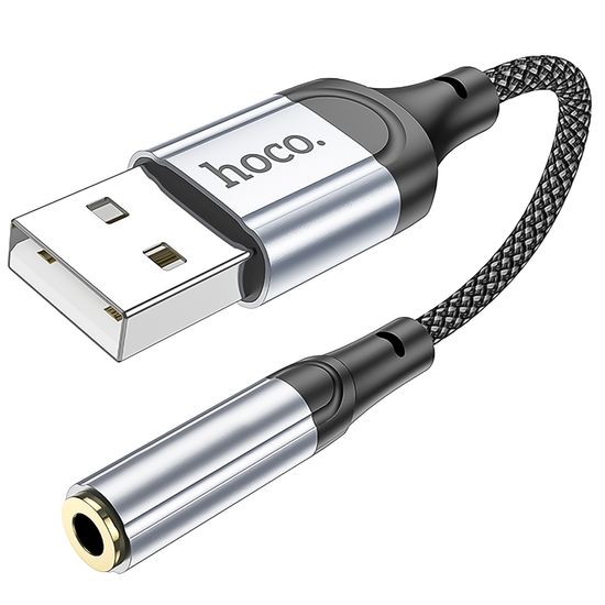 Аудіоадаптер, перехідник USB to miniJack 3.5mm Hoco LS36, зовнішня звукова карта для компʼютера, ноутбука