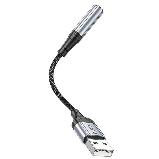 Аудіоадаптер, перехідник USB to miniJack 3.5mm Hoco LS36, зовнішня звукова карта для компʼютера, ноутбука