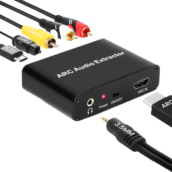 HDMI ARC аудіо екстрактор Addap HAE-04, конвертер звуку з HDMI на RCA / Toslink (SPDIF) / Coaxial / AUX 3.5 мм для ТВ, саундбарів та підсилювачів 1313 фото