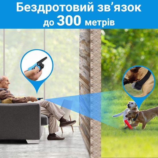 Водонепроницаемый электроошейник для дрессировки собак iPets PET619-1, перезаряжаемый, синий 5342 фото