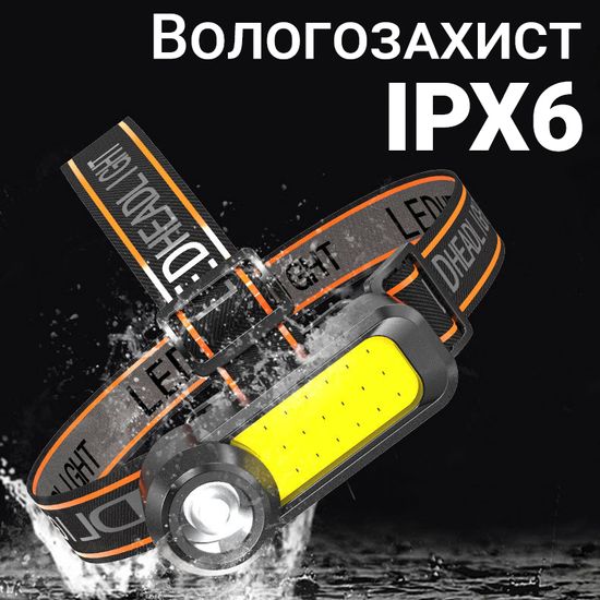 Акумуляторний налобний світлодіодний ліхтар Bailong WH-1707, з 2 діодами: XRE Q5 + COB 0031 фото